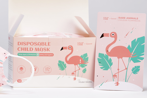 600x400 kalorcare Chilean flamingo pattern disposable face mask for kids